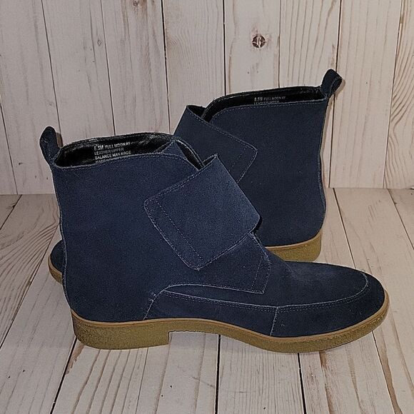 Aerosoles Full Moon Booties Boots Blue Suede leather Hook Loop Closure 8.5 - Picture 1 of 9